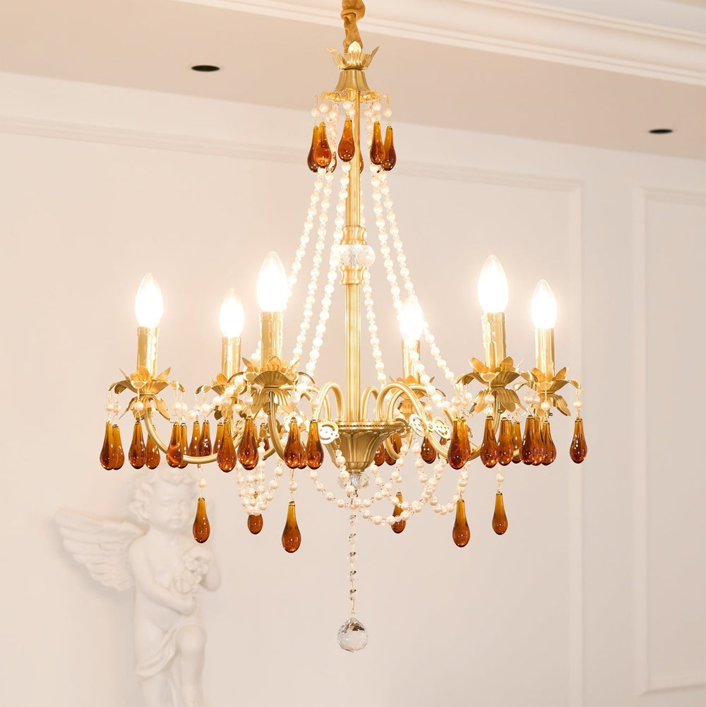 Petala Amber Art Glass Chandelier