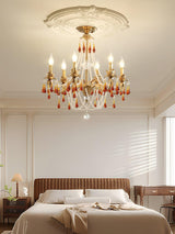 Petala Amber Art Glass Chandelier – full fixture elevation view