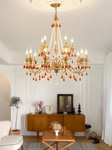 Petala Amber Art Glass Chandelier – unlit natural material contrast