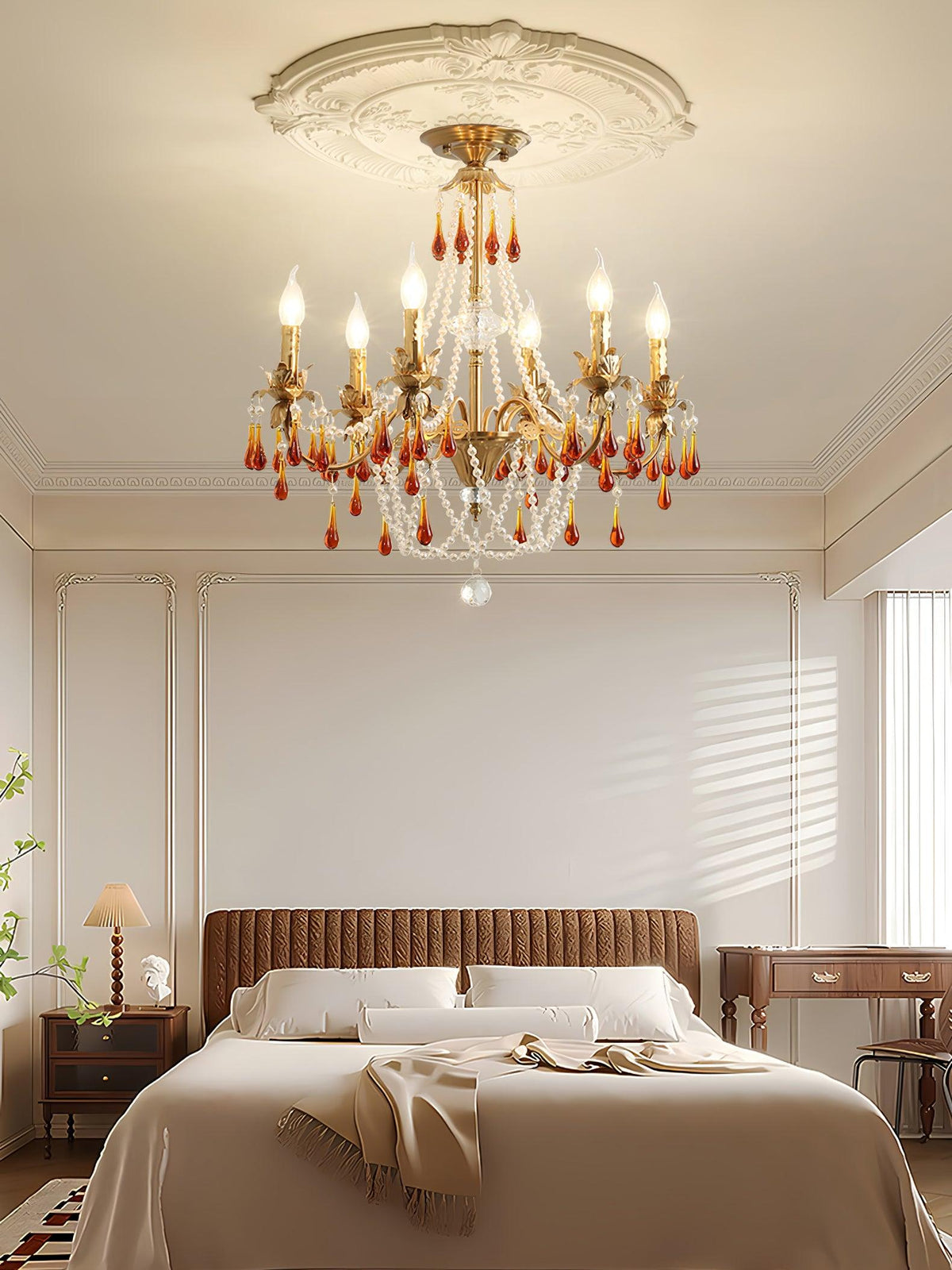 Petala Amber Art Glass Chandelier – handcrafted surface texture