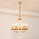 Petala Amber Art Glass Chandelier – 6 heads Size: ∅ 24.4 x H 25.6  Dia 62cm  finish configuration
