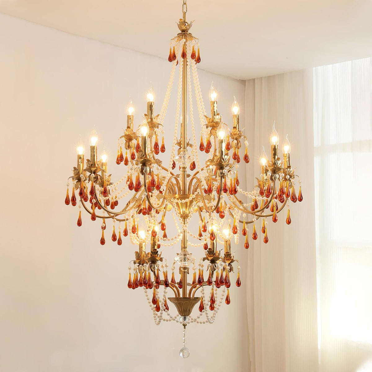 Petala Amber Art Glass Chandelier – structural canopy joint detail #1
