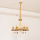 Petala Amber Art Glass Chandelier – dimensional scale reference
