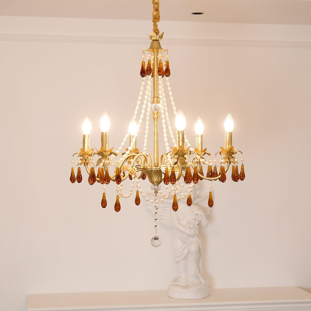 Petala Amber Art Glass Chandelier – macro detail view