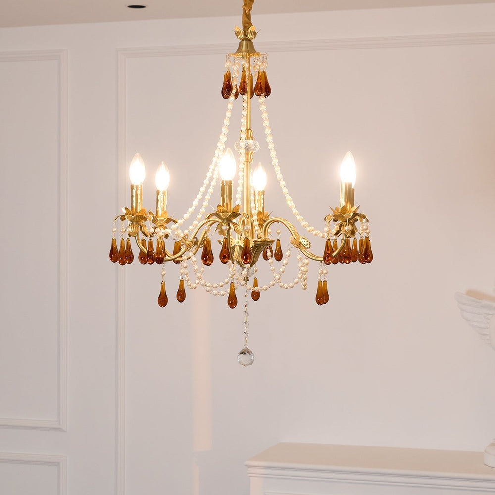 Petala Amber Art Glass Chandelier