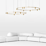 Auroom Round Curated Solid Brass Chandelier – structural canopy joint detail