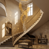 Aurum Cascade Curated Mouth-Blown Frosted Glass warm illuminated room view