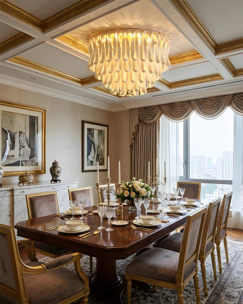 Avelisse Curated Hand-Thrown Ceramic Flush Mount installed in residential dining space