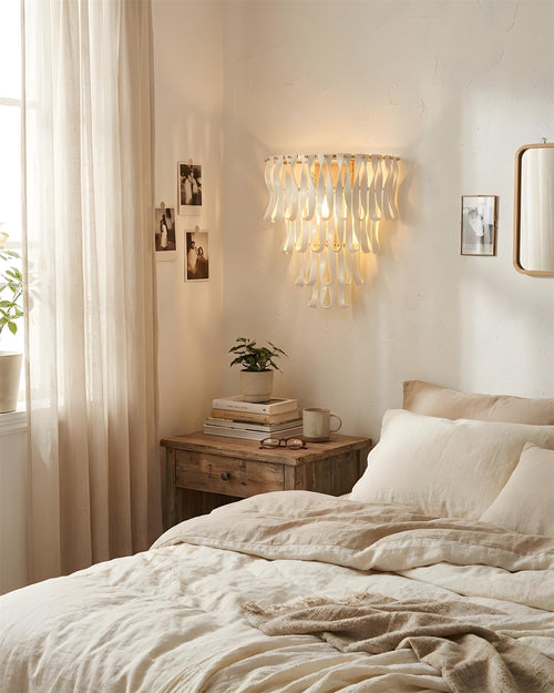 Avelisse Curated Hand-Thrown Ceramic Wall Sconce installed in residential dining space