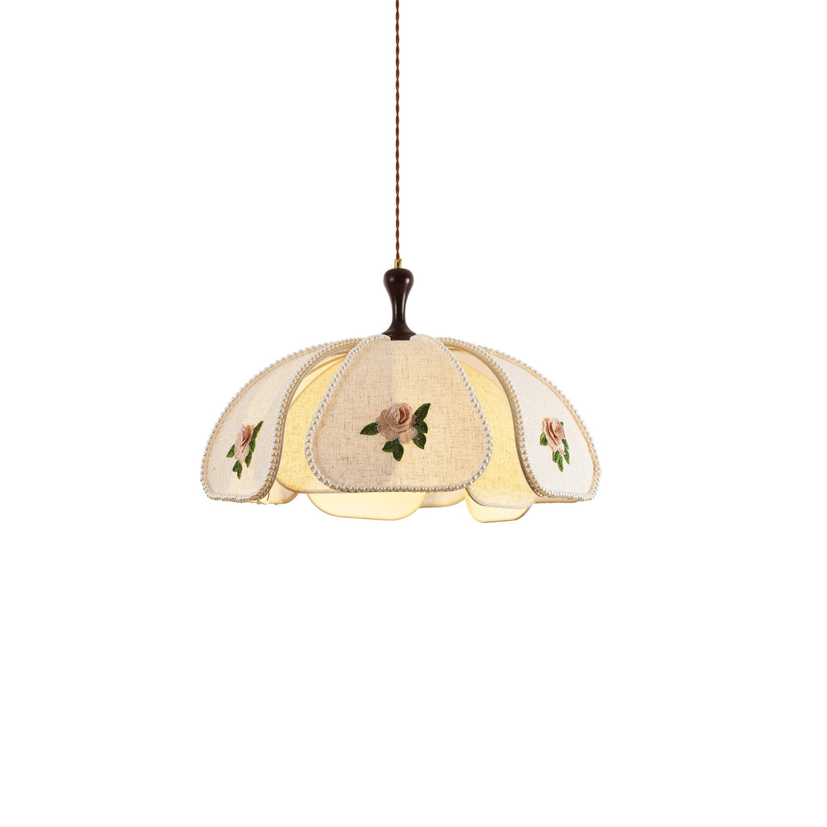Avenelle Curated Solid Brass Pendant Light – illuminated warm ambiance setting #1