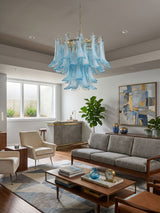 Azure Drift Glass Curated Mouth-Blown Frosted Gl – illuminated warm ambiance setting