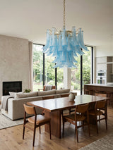 Azure Drift Glass Curated Mouth-Blown Frosted Gl warm illuminated room view