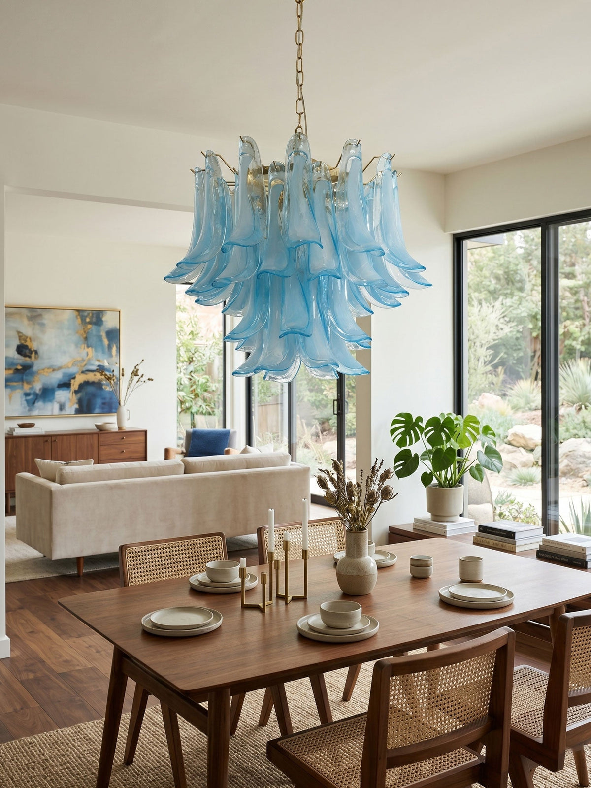 Mouth-Blown Frosted Glass craftsmanship detail on Azure Drift Glass Curated Mouth-Blown Frosted Gl