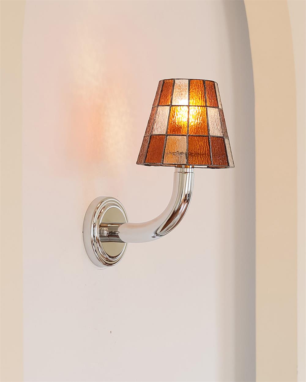 Azurielle Curated Amber Art Glass Wall Sconce – dimensional scale reference