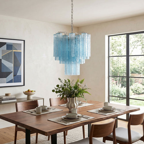 Azzura Glass Curated Mouth-Blown Frosted Glass C installed in residential dining space
