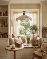 Balletic Curated Solid Hardwood Pendant Light warm illuminated room view