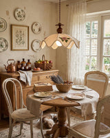 Balletic Curated Solid Hardwood Pendant Light – illuminated warm ambiance setting