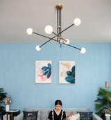 Mouth-Blown Frosted Glass craftsmanship detail on SI Curated Mouth-Blown Frosted Glass Chandelier