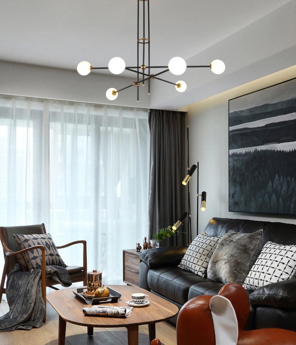 SI Curated Mouth-Blown Frosted Glass Chandelier – dimensional scale reference