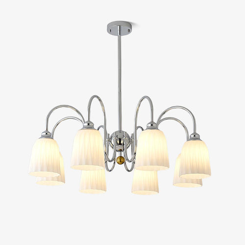 Bauhaus Pleated Curated Mouth-Blown Frosted Glas – Mouth-Blown Frosted Glass Chandelier