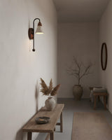 Yellow Travertine craftsmanship detail on Beacon Curated Yellow Travertine Wall Sconce