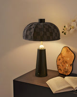 Belane Curated Brushed Nickel Iron Table Lamp – side angled contour profile