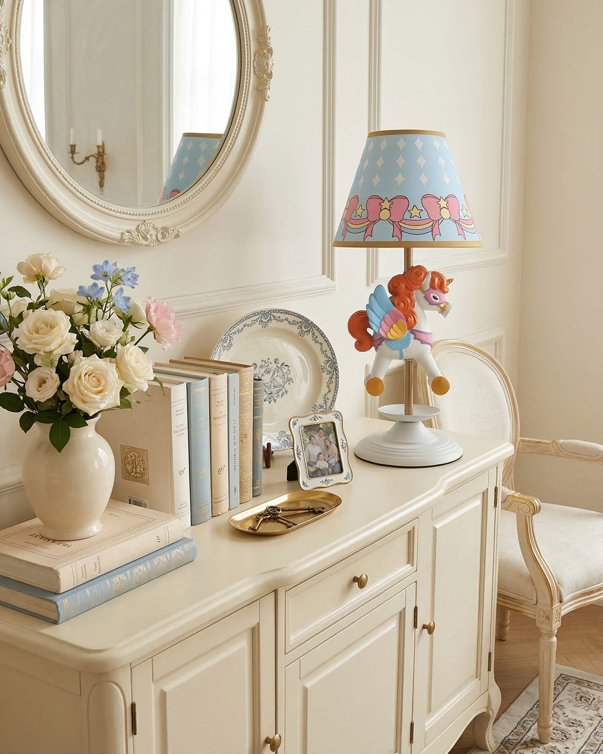 Bellacorn Curated Iron & Glass Table Lamp installed in residential dining space