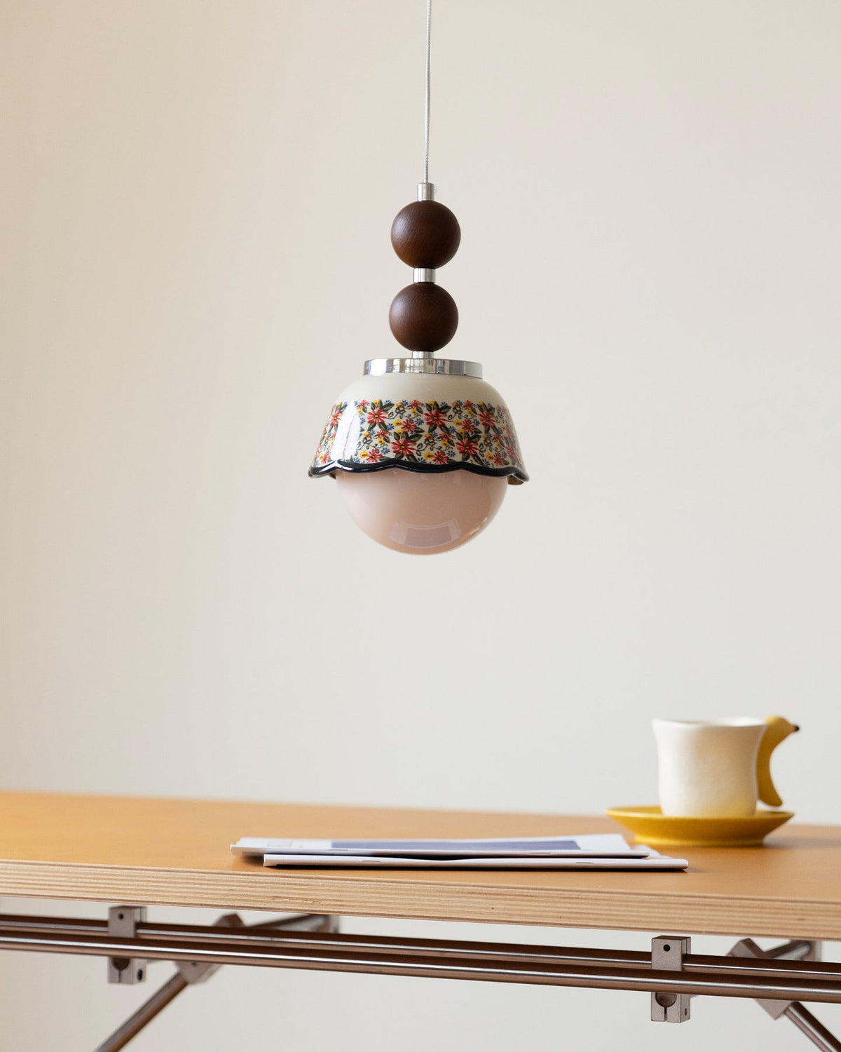 Bellora Curated Hand-Thrown Ceramic Pendant Ligh – unlit natural material contrast