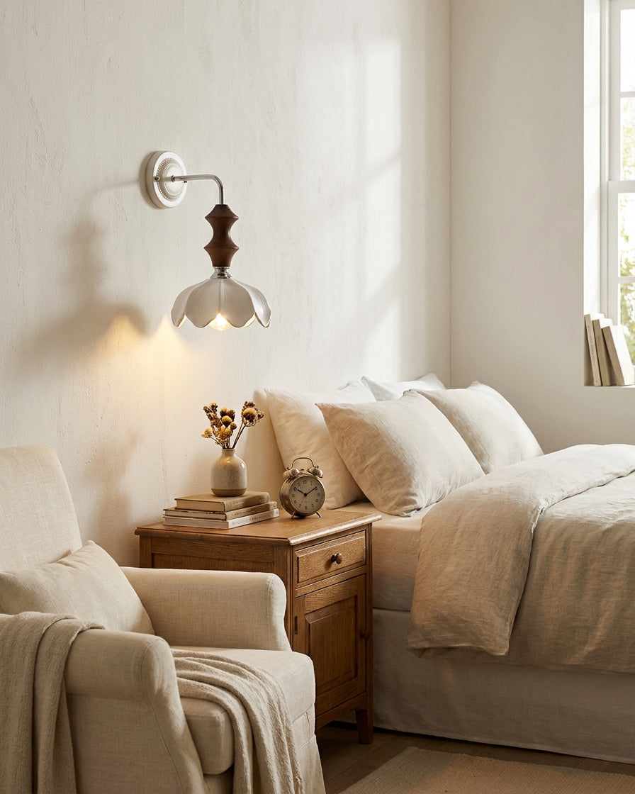 Bellune Curated Solid Hardwood Wall Sconce – macro detail view