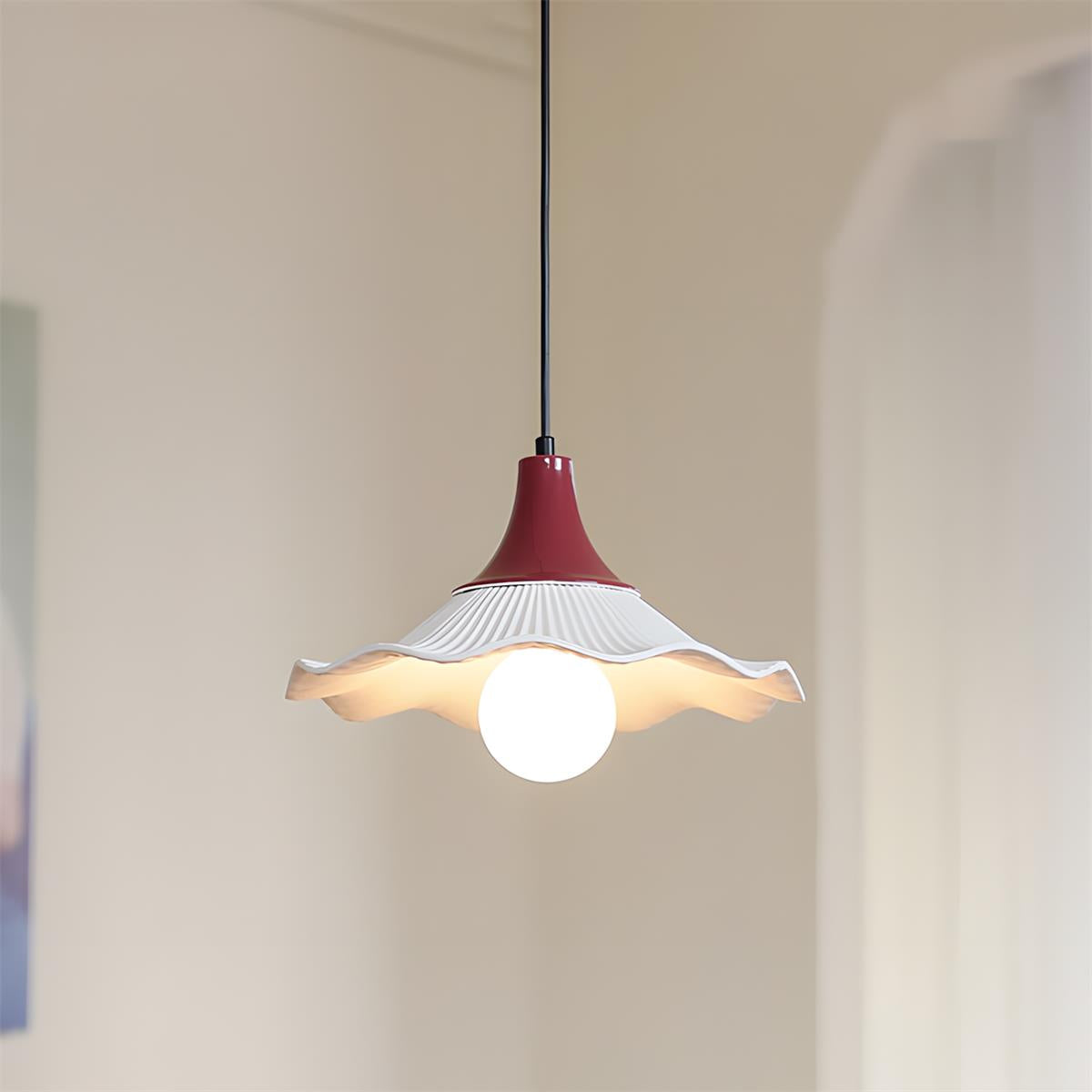 Berry Fluted Curated Hand-Thrown Ceramic Pendant – Dia 30cm x H 15cm  ∅ 11.8 x H 5.9 finish configuration