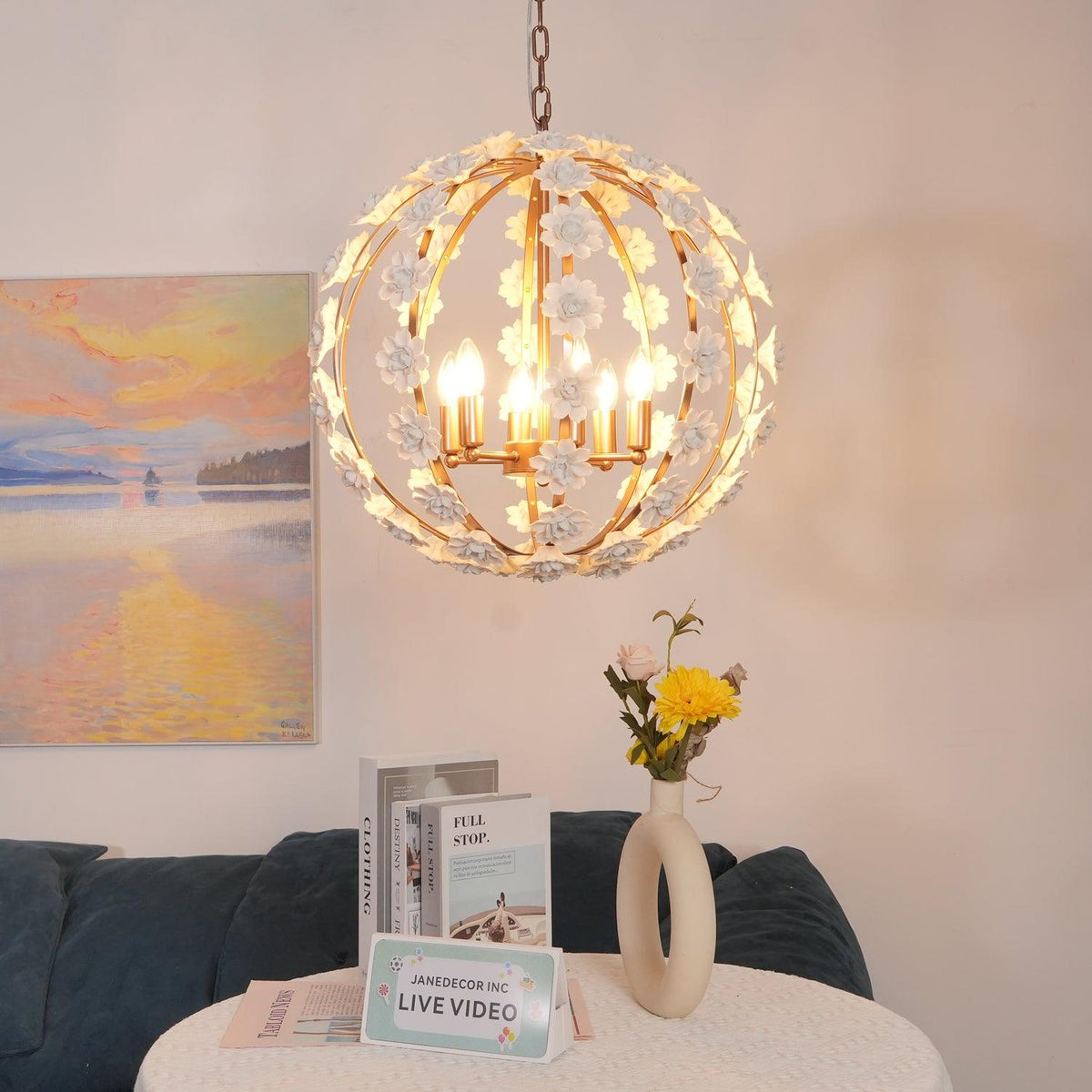 Bianca Floral Orb Curated Hand-Thrown Ceramic Ch – structural canopy joint detail