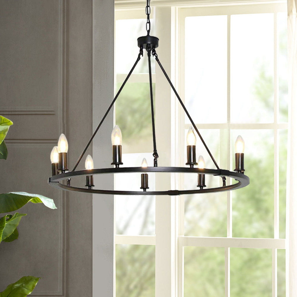 Black Candles Ring Curated Iron & Glass Chandeli