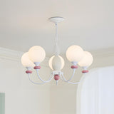 Blanca Curated Mouth-Blown Frosted Glass Chandel – 5 Heads Dia 65cm x H 35cm  ∅ 25.6 x H 13 finish configuration