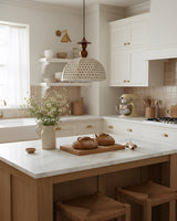 Solid Hardwood craftsmanship detail on Bloomery Curated Solid Hardwood Pendant Light