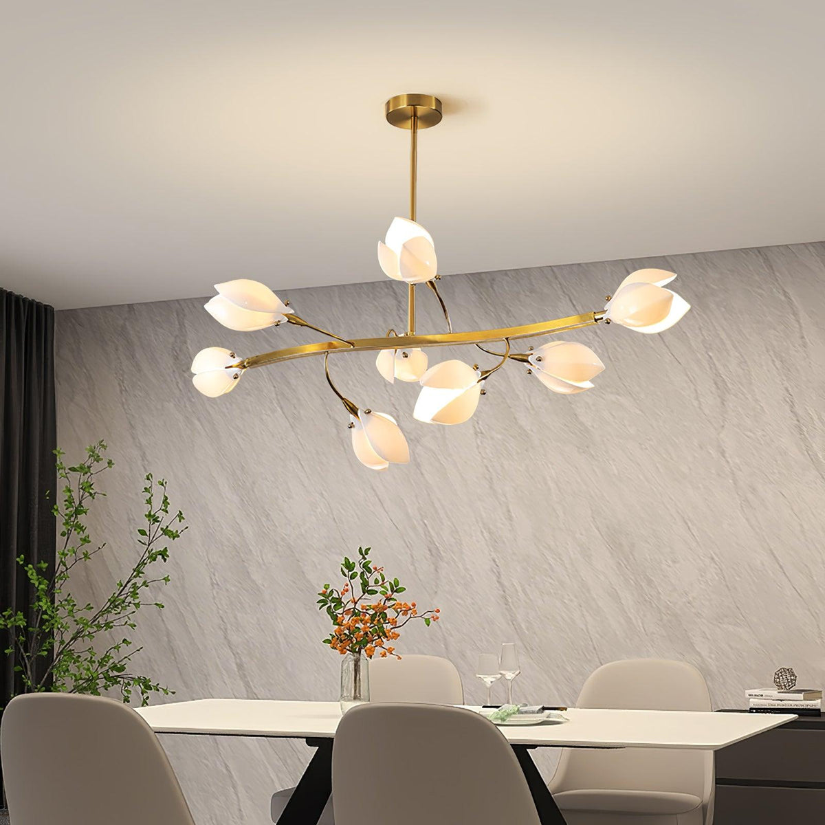 Porcelain Magnolia Curated Hand-Thrown Ceramic C – full fixture elevation view