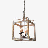 Boho Rustic Cube Curated Finished Iron Chandelie – macro detail view