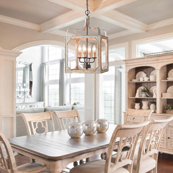 Boho Rustic Cube Curated Finished Iron Chandelie