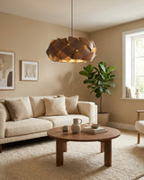 Braella Curated Solid Hardwood Pendant Light installed in residential dining space
