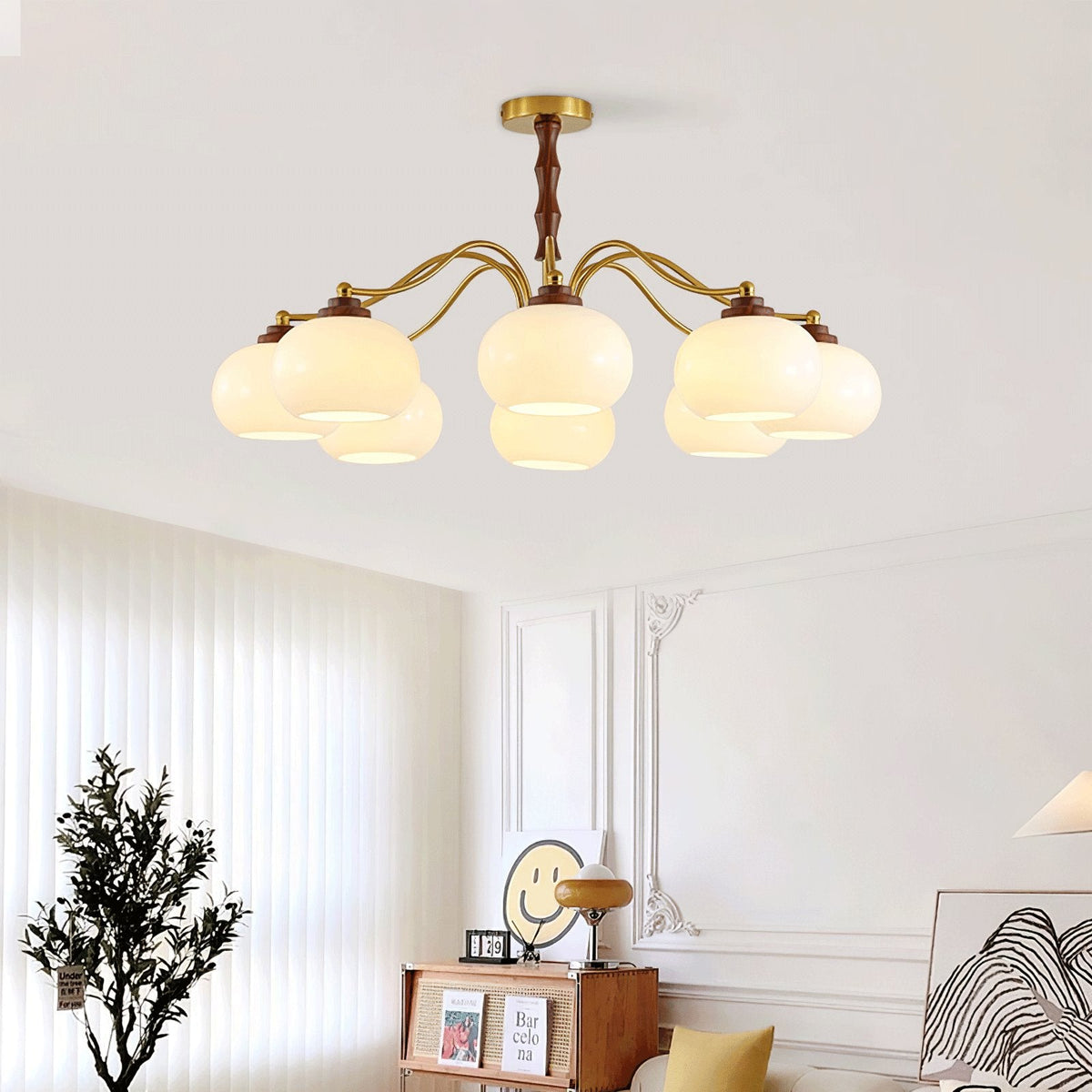Persimmon Glass Globe Curated Mouth-Blown Froste – illuminated warm ambiance setting