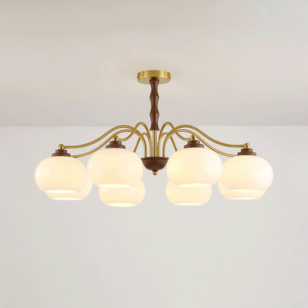 Persimmon Glass Globe Curated Mouth-Blown Froste – 5 heads ∅ 27.6 x H 16.9   Dia 70cm x H 4 finish configuration