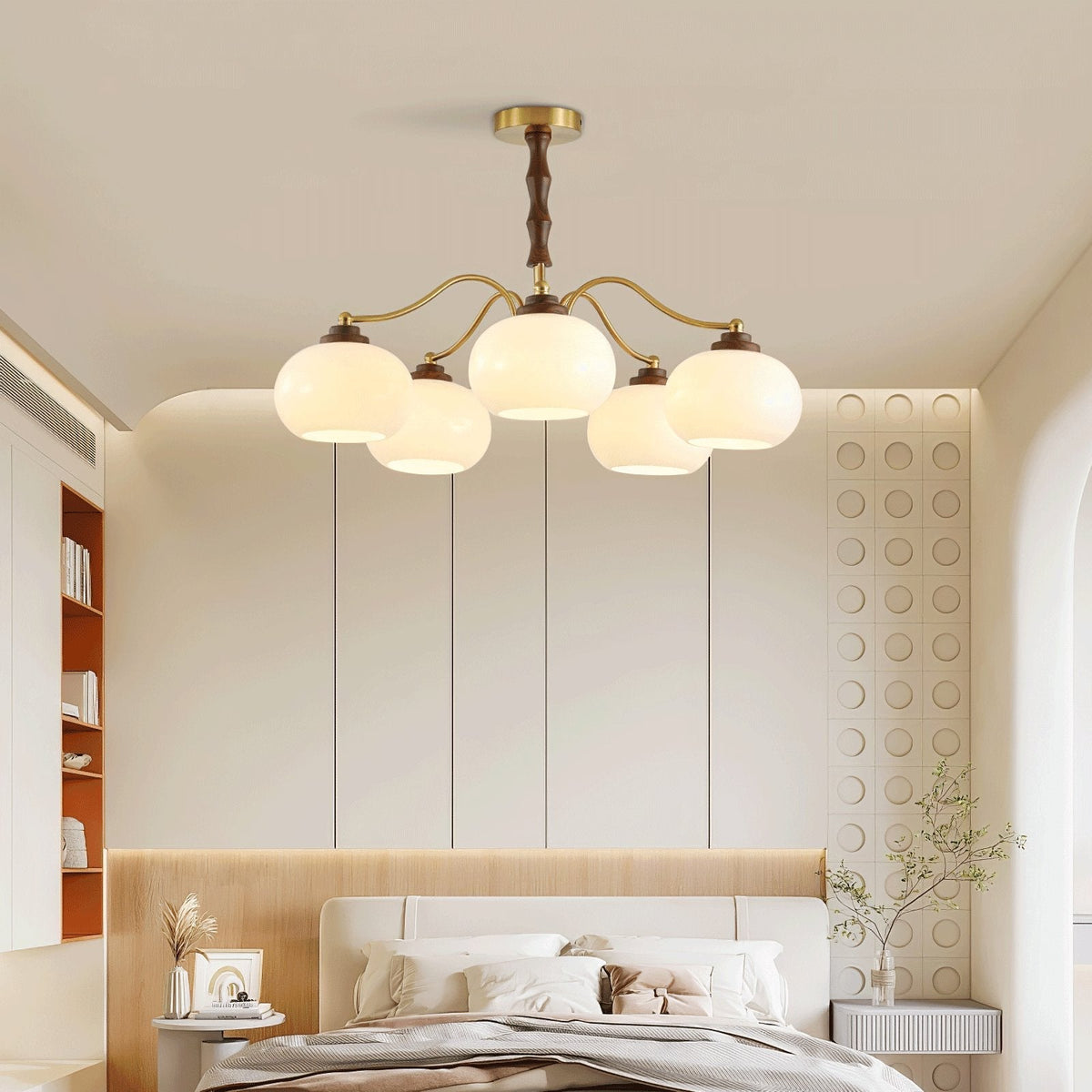 Persimmon Glass Globe Curated Mouth-Blown Froste installed in residential dining space