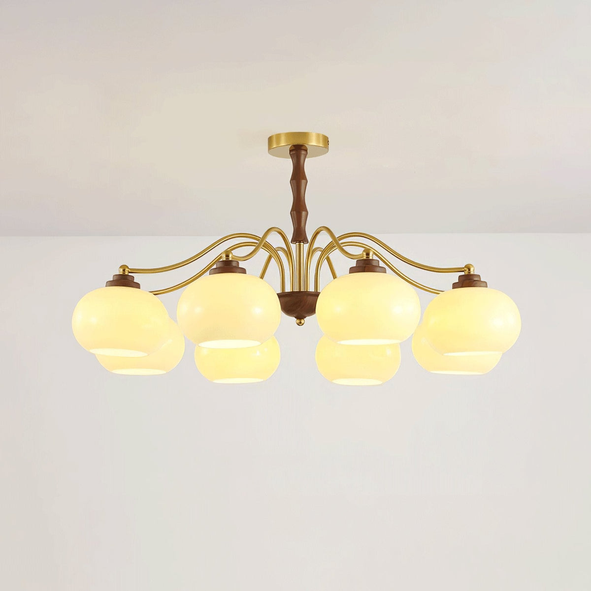 Persimmon Glass Globe Curated Mouth-Blown Froste – 8 heads ∅ 34.6 x H 16.9  Dia 88cm x H 43 finish configuration