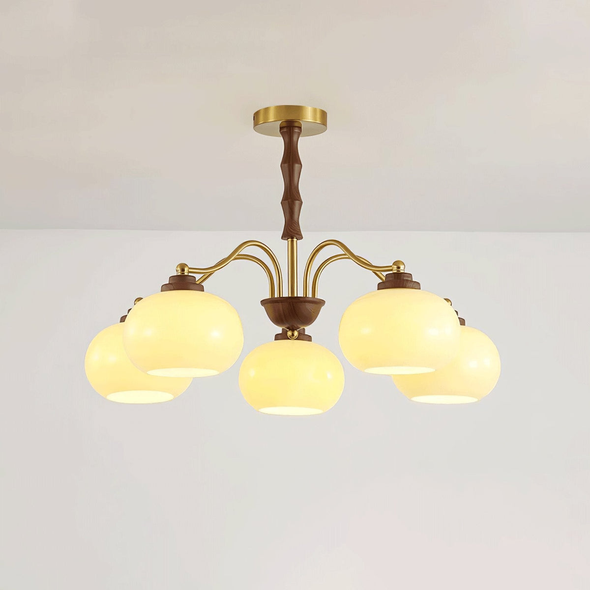 Persimmon Glass Globe Curated Mouth-Blown Froste – 3 heads ∅ 27.6 x H 16.9   Dia 70cm x H 4 finish configuration