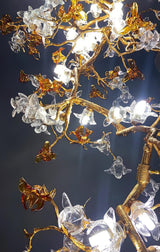 Brass Maple Branch Curated Amber Art Glass Chand – spatial dining room perspective