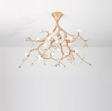 Tree Branches Flower Curated Solid Brass Chandel – illuminated warm ambiance setting #1