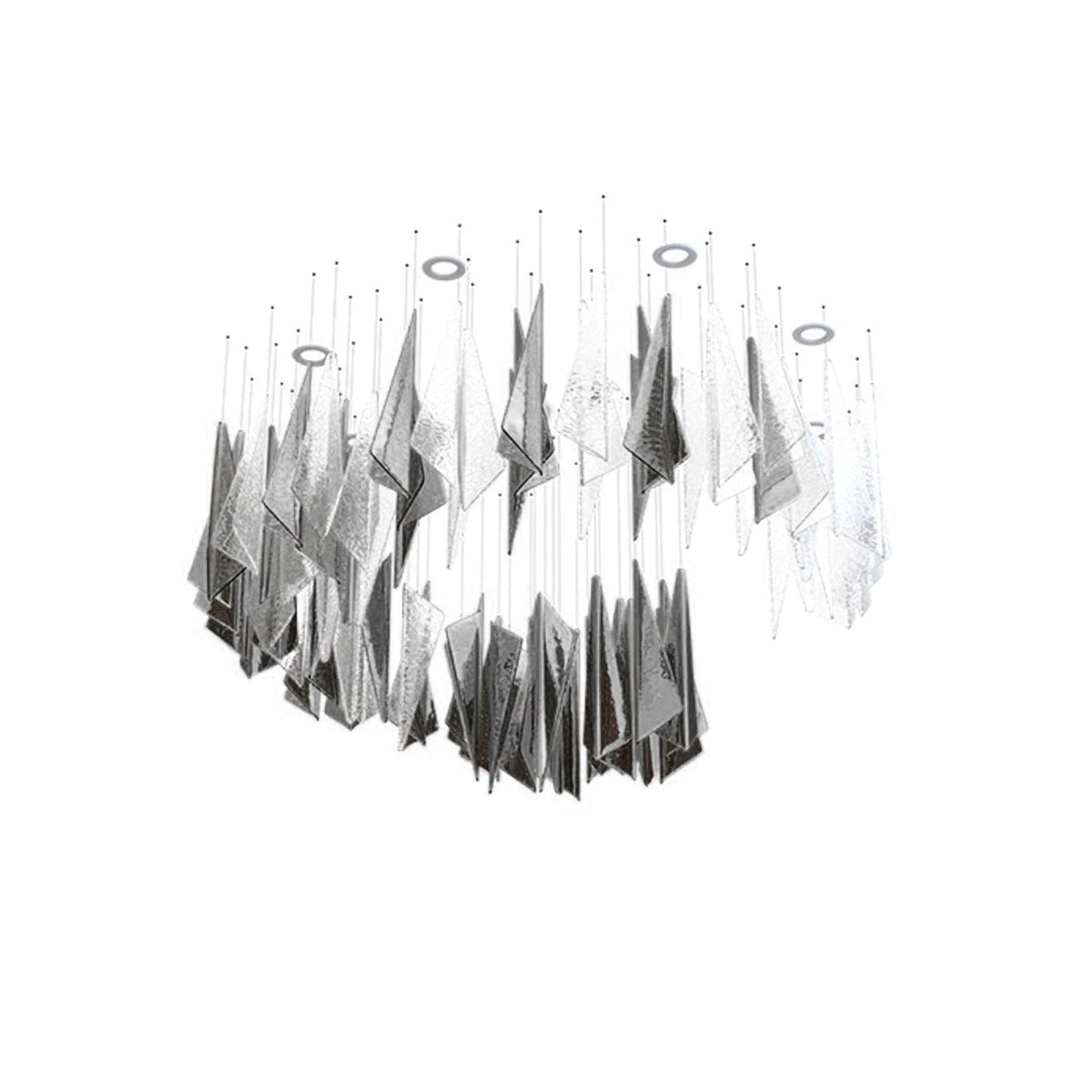 Breeze Curated Mouth-Blown Frosted Glass Chandel – architectural ceiling profile #1