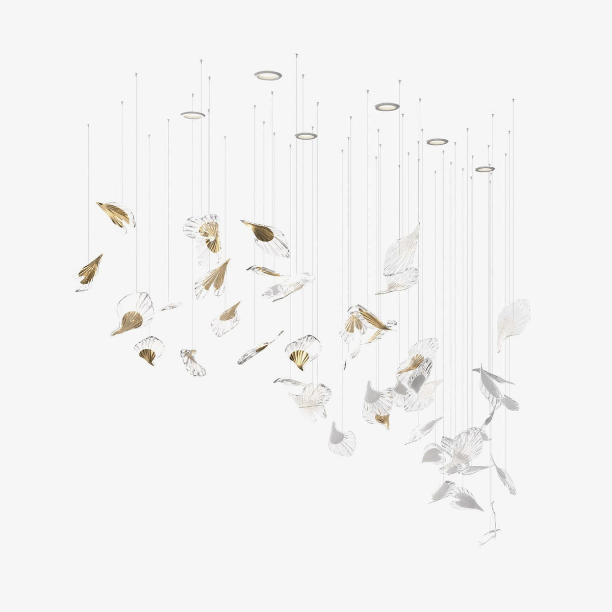 Breezeleaf Curated Mouth-Blown Frosted Glass Cha – Mouth-Blown Frosted Glass Chandelier