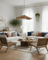 Breezeleaf Curated Woven Rattan Pendant Light – side angled contour profile
