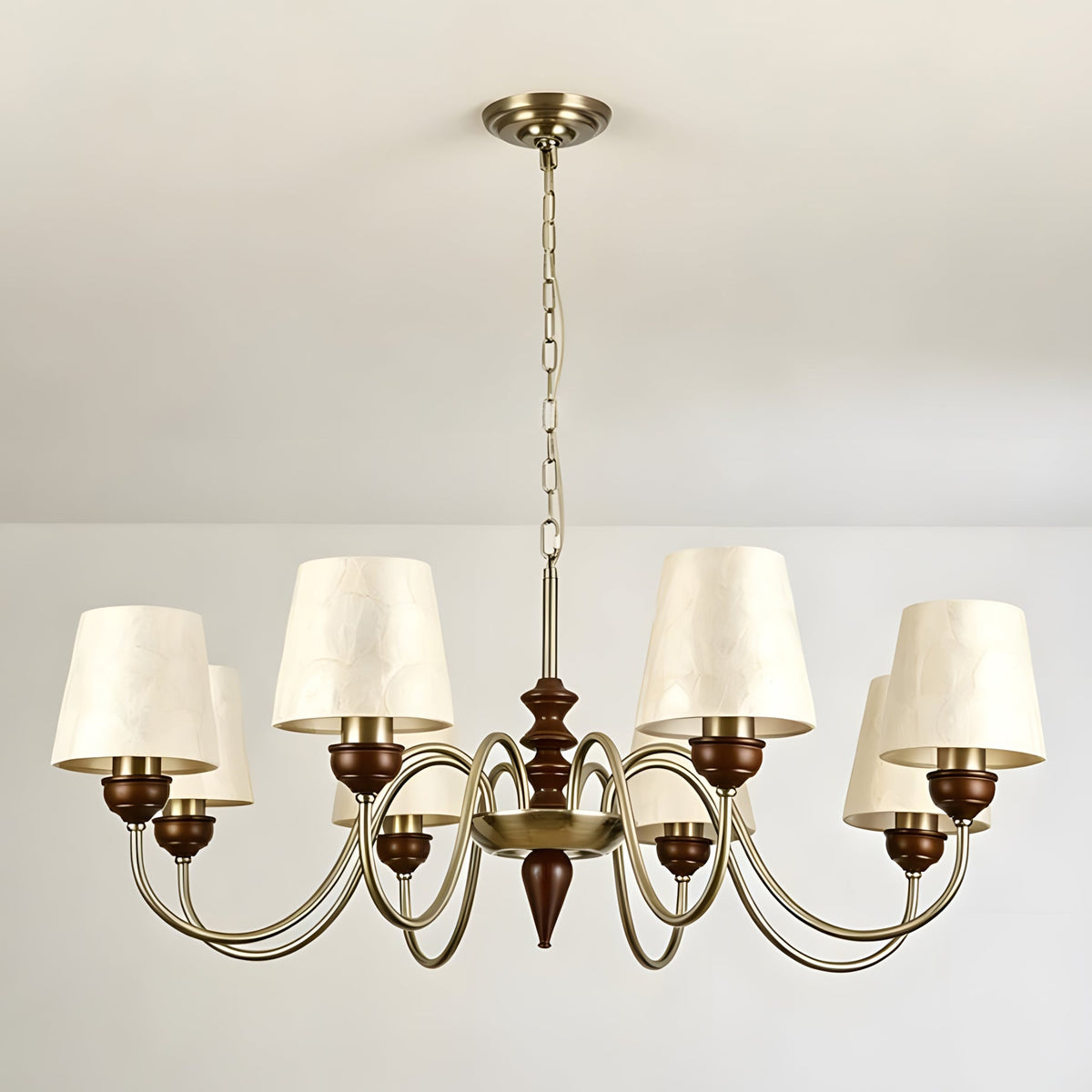 Brimley Curated Mouth-Blown Frosted Glass Chande – unlit natural material contrast