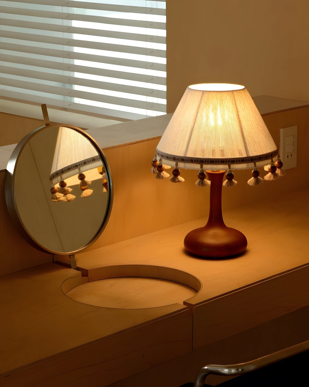 Briselle Curated Solid Hardwood Table Lamp – side angled contour profile